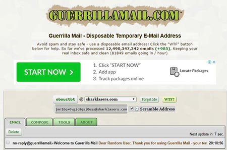 سرویس ایمیل Guerrilla Mail
